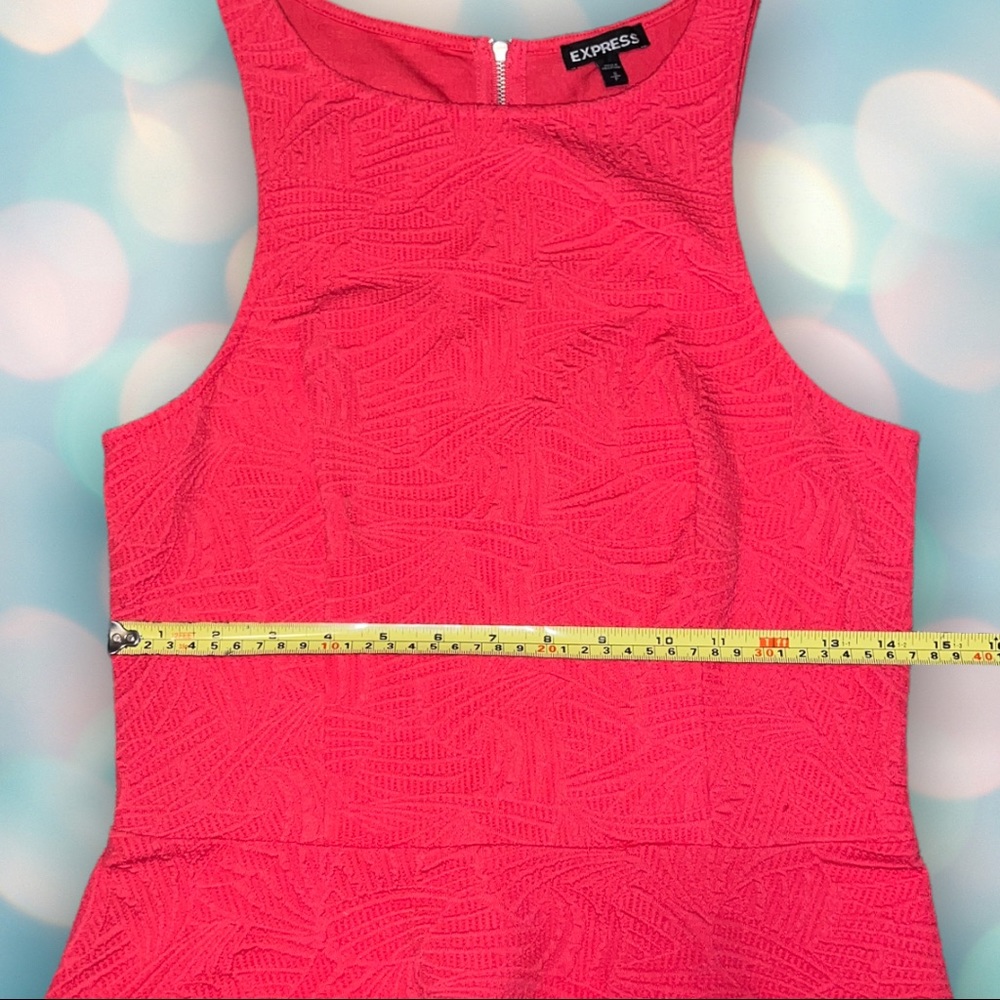 Express Women’s Red Coral Sleeveless Peplum Blouse Shirt Top Size S - Picture 3 of 4